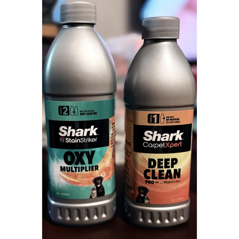 Shark Carpet Cleaner Solution Lot‎ Oxy Multiplier 16oz + Deep Clean Pet 12oz